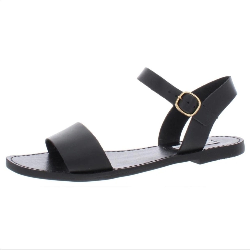 STEVE MADDEN Women’s DONDDI Black Leather Sandal, Size 7